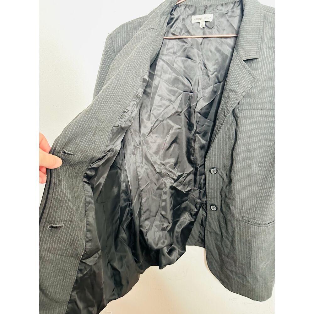 MOON RIVER Gray Pinstripe Double Layered Front Button Blazer Jacket sz Medium - Picture 11 of 16